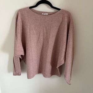 Women's Pink Sweater - Crew Neck Wool Blend.